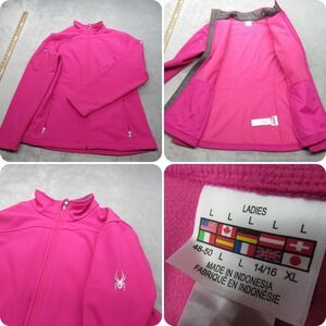 Spyder Jacket Women Large Pink Softshell Fresh Air Water Resistant Full Zip Hike